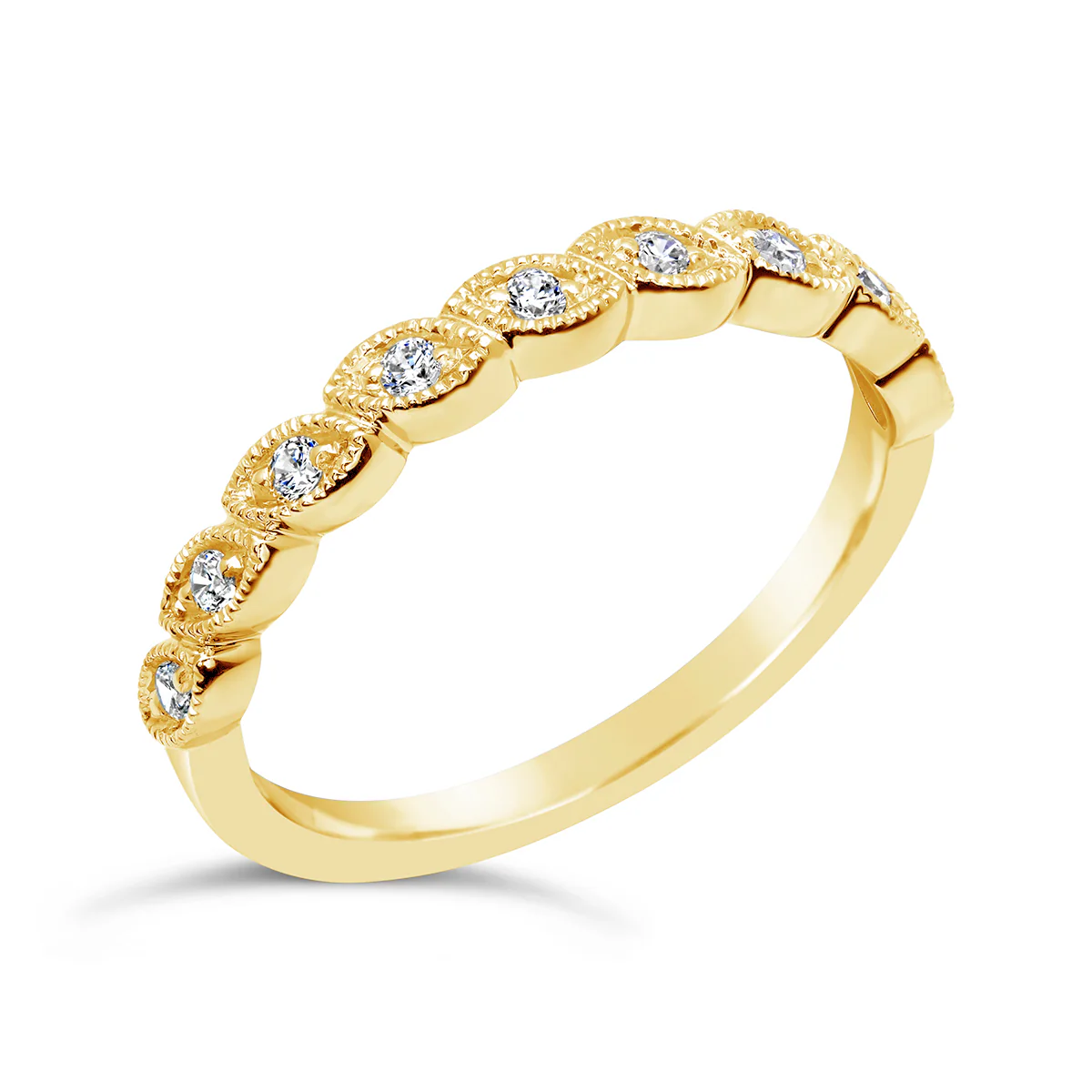 Art Deco Petal Diamond Wedding Ring - CR3670 - Image 3