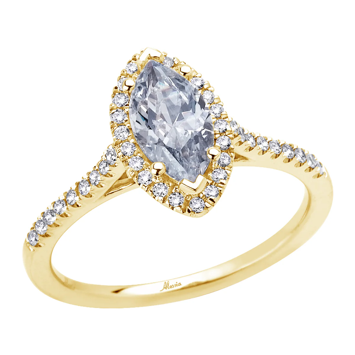 Marquise Shape Diamond Halo Engagement Ring - ACB007 - Image 5